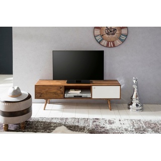 furnicato Lowboard TV REPA 140 cm Massiv-Holz Sheesham weiß