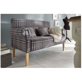 Küchensofa Speisesofa Sofa 2-Sitzer Antoni Stoff grau kariert mit Kissen 142 cm