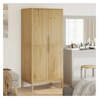 furnicato Kleiderschrank FLORO Wachsbraun 77x53x171 cm Massivholz Kiefer (1-St) braun