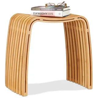 relaxdays Sitzhocker 2 x Garderoben Hocker im Bambus Design (2 St) braun