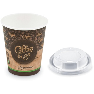 1-PACK 500x Kaffeebecher M 'Coffee To Go' Cappuccino mit Trinkdeckel 200ml 280ml