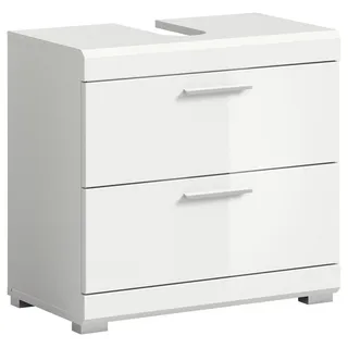 VCM Waschbeckenunterschrank 2 Schubladen 60 x 56 x 34 cm Weiß Hochglanz