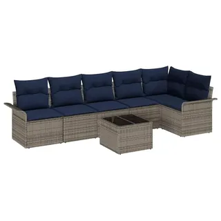 vidaXL Gartenlounge-Set 7-tlg. grau