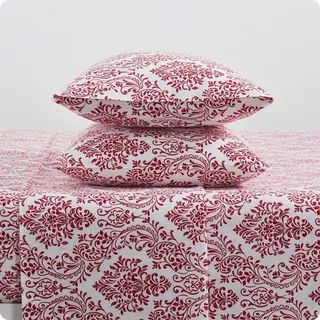 Tahari Home - 4-teilige Baumwoll-Flanell-Bettwäsche mit passenden Kissenbezügen, gebürstet für zusätzliche Weichheit, gemütliche Heimdekoration (Damastrot, voll)