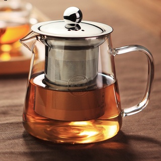 TAMUME Glas Teekanne mit Edelstahl Sieb für Einfach Gießen (500ML)