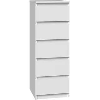 Cdf Moderne Kommode Malwa W5  Farbe: Weiß  Schrank Für Dokumente, Kleinigkeiten  Ideal Für Wohnzimmer, Schlafzimmer, Kinderzimmer, Jugendzimmer Und Büro  5 Geräumige Schubladen