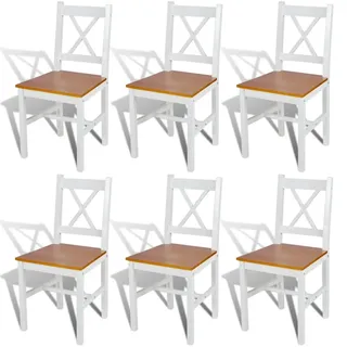 vidaXL Esszimmerstuhl Kiefernholz weiß 6er Set