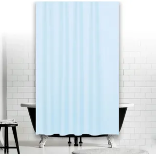 ÜBERLÄNGE! TEXTIL DUSCHVORHANG HELLBLAU 240 x 230 HOCH PERFEKT FÜR HOHE DECKEN!