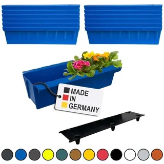 12 Euro-Paletten Blumenkästen-Einsätze inkl. Bewässerungsmatte mit Hängesystem zum Einhängen 37,3cm Blau Pflanzkasten für Europalette Palette