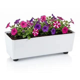 Lamela Rechteckiger Pflanzkasten mit eleganten Füßen 37 x 17 cm Weiß