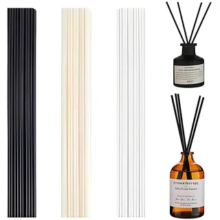 60pcs duftstäbchen 30 cm, stäbchen für raumduft, Duftstäbe Rattanstäbchen für Raumduft, Reed Diffuser Aroma Diffuser Stäbchen für ätherische Öle im Home Office Hotel Spa(Schwarz, Primärfarben, Weiß)