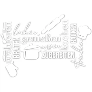 Wandtattoo Sprüche und Zitate Wanddeko Wandsticker Aufkleber selbstklebend für Wohnzimmer Büro Schlafzimmer Esszimmer Flur YX008 (Weiß, Kochen)