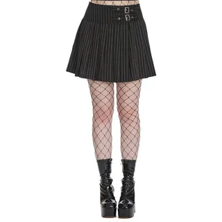 Banned A-Linien-Rock Black Core Pinstripe Mini Wickelrock Nadelstreifen Faltenrock schwarz 3XL