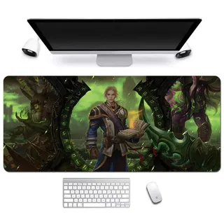 Mauspad World of Warcraft XXL Gaming Mauspad, 900x400mm Anime Mousepad, Höchstmaß an Präzision, extra stark vernähter Rand, gummierte Unterseite, Desktop Computer, J