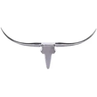 Wohnling Wanddekoobjekt Bull Geweih L Wanddekoration 125 cm breit Aluminium silber Wandgeweih (Deko Hirschgeweih Aluminium 125 cm Silber modern), Wanddeko Metall Design Hirschkopf Geweih Wand groß silberfarben