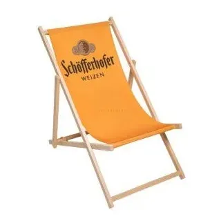 Schöfferhofer Weizen Liegestuhl Stuhl aus Holz Gartenliege Klappstuhl orange