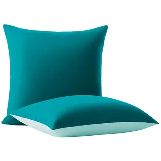 Wometo Kissenbezug Wende-Design 80 x 80 cm Türkis/Hellblau