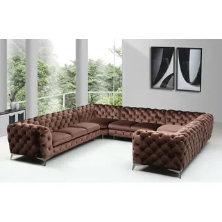 JV Möbel Chesterfield Ecksofa Wohnlandschaft 232 x 340 x 262cm - Braun