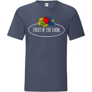 Fruit of the Loom Iconic 150 T-Shirt mit Vintage-Logo auf der Brust, vintage navy meliert - Vintage-Logo groß, XL
