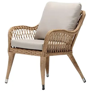 Xlmoebel Rattanstuhl Beiger Rattansessel mit elegantem Design für den Garten, Hergestellt in Europa beige