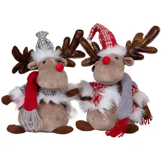 Elch 30cm (40cm) Hirsch 2 Stück sitzend Dekofigur Rentier Weihnachtsdekoration