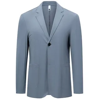 Allthemen Sweatsakko Herren sportliche Anzugjacke mit Revers leichte dünne Sommerjacke blau 48