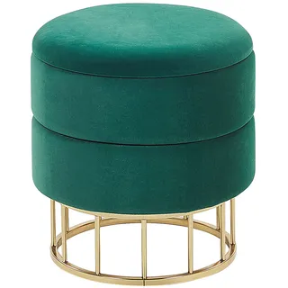 Beliani Pouf mit Stauraum Samtstoff dunkelgrün ⌀ 37 cm ELGIN