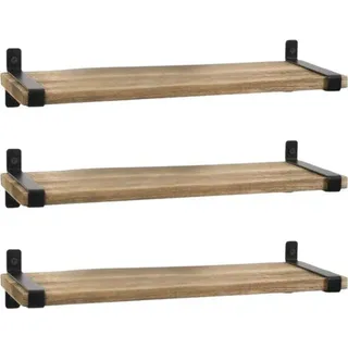 Rustikale Wandpaneel-Sets - Zweifarbige Hänge - Holz und Metall - 3er Set - Vintage Deko - Schwarz