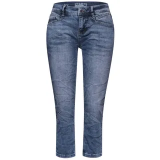 STREET ONE Damen A377907 3/4 Jeans im Casual Fit, Mid Blue Random wash, 27W / 22L - 27W / 22L