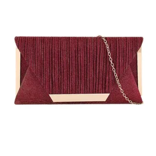 Coonoor Abendtasche Damen Clutch Elegant Abendtasche Brauttasche Tasche Handtasche, mit Kette für Hochzeit Party Prom rot
