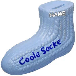 alles-meine.de GmbH Spardose - Coole Cocke - inkl. Name - Kunstharz/Polyresin - Sparschwein - stabile Sparbüchse - Socken - Kinderspardose - Baby - Reisekasse Urlaub Reisen - G..