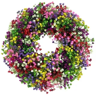 Kunstkranz Türkranz Ganzjährig Außen Deko, Künstlicher Blumenkranz Deko, Agger, für Haustür,Frühling Sommer Außen Türkranz Modern Deko bunt