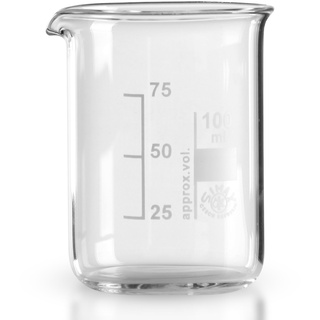 3 x 100ml Becherglas aus hitzefestem Borosilikatglas, graduiert, mit Ausguss, niedrige Form * Messbecher, Bechergläser, Laborglas, Laborbecher *