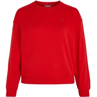 Sweatshirt TOMMY HILFIGER CURVE "CRV REG FLAG ON CHEST SWTSHRT" Gr. 50, rot (fierce red) Damen Sweatshirts Große Größen