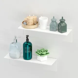 Famanu Wandregal selbstklebend - 2-teilig, 40 cm breit, für Badezimmer, Wohnzimmer und Küche