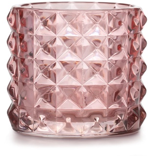 Teelichthalter aus Glas AmeliaHome Kerzenhalter Teelichtglas 9,5x8,8 cm Malaga Puderrosa