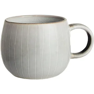 BUTLERS Kaffeetasse Steinzeug - HENLEY - spülmaschinenfest | Farbe Grau - 330 ml - Cappuccinotassen für Kaffeepausen - Teetassen für Heißgetränke - mit Linienstruktur