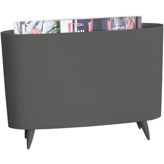 Koziol MILANO Zeitungsständer modern, Zeitschriften-Halter, Magazin-Halter, Zeitschriftensammler, Stehordner, standsicherer Zeitungskorb aus Kunststoff, Stehsammler, Zeitschriftenständer, Grau