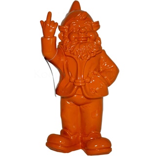 Stone-Lite Figur - Gartenzwerg mit Stinkefinger - 30 cm - orange - lustiges Geschenk