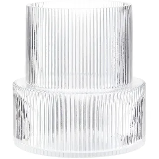 YANWE1 Glasvase, gerippte Vase, Blumenvase, geriffelte Glasvase, klare Vase, geriffelte Glasvase für Blumen, Moderne Vase für Wohnzimmer, Esstisch, Eingang, Regal, Hochzeit, Büro, 19.1 cm