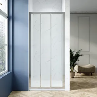 AQUABATOS Duschtür Nische Schiebetür 3 Teilig 90 x 195 cm Nischentür Dusche Duschschiebetür Dreiteilig Nischendusche Duschwand Glas mit tür 6 mm Echtglas Sicherheitsglas klar NANO Beschichtung