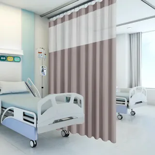 Phating Inherent schwer entflammbarer Krankenhausvorhang, Raumteiler, Kellerteiler, Ösen, Privatsphäre, medizinische Klinikvorhang (1 Panel, 2,4 x 2,4 m, Grau)