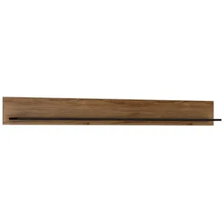 Lomadox Wandregal BRISTOL-129, Wandboard 197 cm in Catania Eiche Nb. mit schwarz, : 197,5/22/21 cm braun