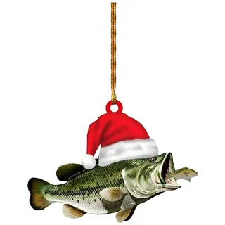 Weihnachtskugel Hängende Pflanze Topf Bass Fish Forellenflache 2D Weihnachtsschmuck Baumschmuck Rückspiegel Zubehör Mini Weihnachtsschmuck (G, One Size) Mini Weihnachtskugeln