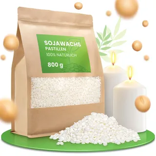 molinoRC 800g Sojawachs für Kerzen [100% pflanzlich] - Reines Premium Soja Wachs für Kerzen mit Langer Brenndauer - Creme weißes Soja Kerzenwachs zum Gießen - Soy Wax for Candle Making