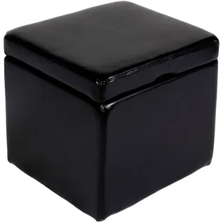 Mendler Sitzwürfel Onex mit Deckel Leder + Kunstleder 45 x 44 x 44 cm Schwarz