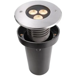 KapegoLED Outdoor LED NV-Boden-Einbaustrahler CANUM, IP67 IK10, Ø 11.6cm, 24V DC, 5.8W 3000K 370lm 45°, WEIPU 2-Pol, dimmbar, Edelstahl D-100133