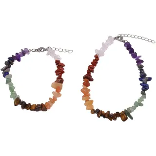 FIRETTI Schmuckset "Multipack Schmuck Geschenk Armband Fußkette Chakra Edelsteine", bunt (silberfarben, lila, blau, grün, braun, orangerot, rot, weiß, lila, blau, grün, braun, orangerot, rot, weiß), Schmuck_Sets, Damen, Edelstahl, Schmuckset, Made in Germany - 
