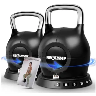 NEOLYMP Kettlebell Set 1,5-20 kg 7-in-1 verstellbar für Ganzkörper-Workout Zuhause schwarz / weiß
