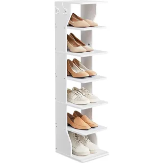 VASAGLE Schuhregal Standregal mit 6 Ebenen Schuhablage Weiß - Weiß